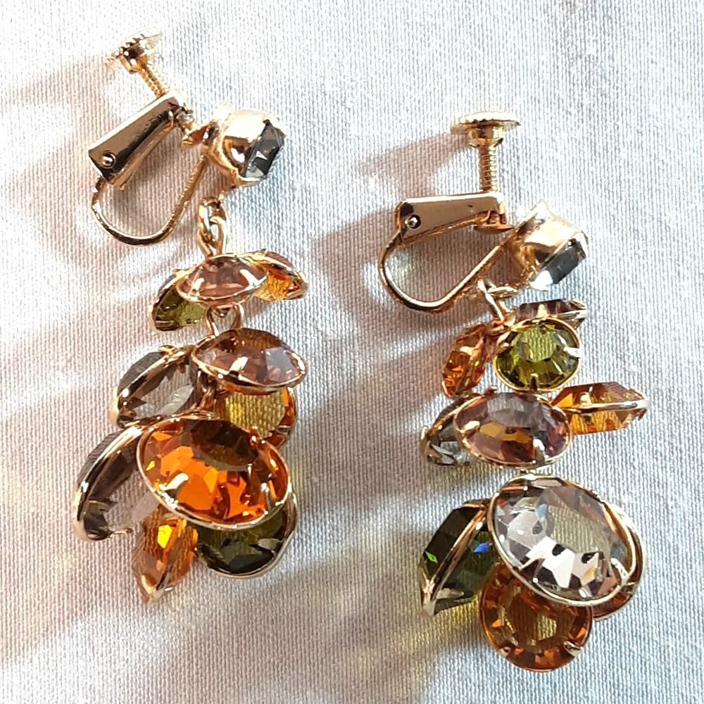 💎Dangle Drop Earrings Multicolor Cluster Round Faceted Luminescent Stones